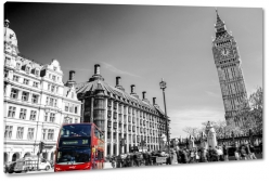 big ben, londyn, london, anglia, wielka brytania, autobus, zegar, czerowny, szary