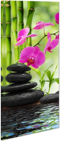 orchidea, kamienie, wellness, bambus, fioletowy, czarny, rwnowaga, relaks, spokj, zielony, natura