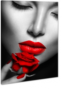 kobieta, czerwone usta, paznokcie, zmysowa, czarny, b&w, sztuka, fotografia, przekaz