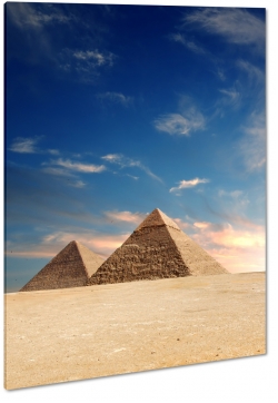 piramidy, egipt, afryka, faraon, staroytno, pustynia, lato, upa, zachd soca, piasek, wydmy, niebieskie niebo
