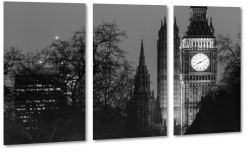 big ben, westminster, anglia, londyn, b&w, dark, czarny, zegar, noc