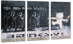 banksy, graffiti, mi, mootowa, policja, obrona, atak, mural