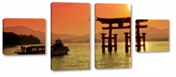 itsukushima, miyajima, morze japoskie, rejs, okrt, statek, d, podr, wycieczka, zachd soca, czerwony