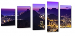 rio de janeiro, brazylia, gry, miasto noc, blask, fiolet