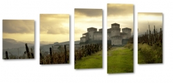 zamek, ruiny, historia, mga, trawa, natura, droga, gry, widok, krajobraz, zachd soca, ciemne chmury