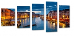 wenecja, venice, gondola, canale grande, rzeka, wochy, italia, restauracje, noc, dark