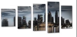 singapur, miasto, metropolia, city, dark, ciemny, chmury, skyline