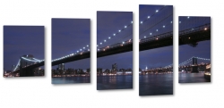 skyline, nowy jork, new york, brooklyn, east river, most, rzeka, ciemno, dark, noc, city, miasto, metropolia