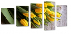 te tulipany, kwiaty, bukiet, patki, licie, lato, natura, pikno, makro