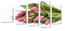 tulipany, fiolet, kwiaty, patki, natura, licie, bukiet, pikno, biae to, makro