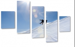 snowboard, deska, sport, gry, zima, ekstremalny, nieg, szczyt, soce, promienie, mrz