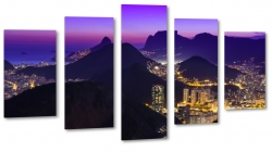 rio de janeiro, brazylia, gry, miasto noc, blask, fiolet