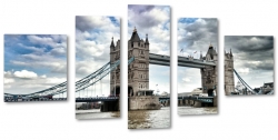 tower bridge, londyn, tamiza, most, wiee, styl wiktoriaski, chmury