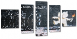 policja, mur, graffiti, mi, banksy, spary, wild, wild west, 